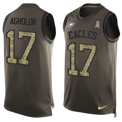 Men's Limited Nelson Agholor Nike Jersey Green - #17 Salute to Service Tank Top NFL Philadelphia Eagles